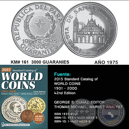 KM# 161 3000 GUARANIES - AO 1975 - MONEDAS DE PARAGUAY