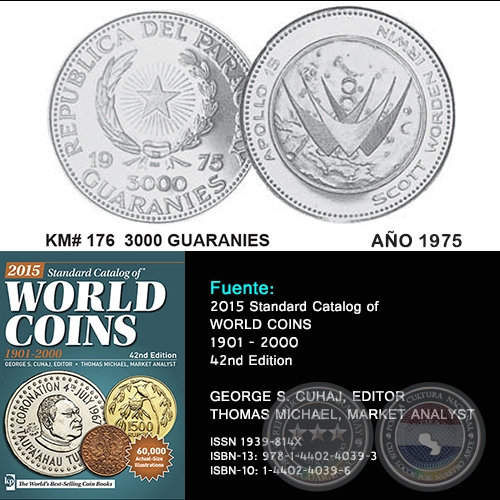 KM# 176 3000 GUARANIES - AO 1975 - MONEDAS DE PARAGUAY