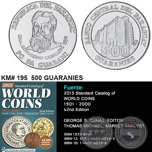 KM# 195 500 GUARANIES - MONEDAS DE PARAGUAY