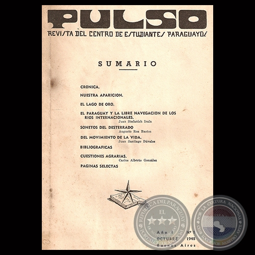 PULSO - AO I - N 1 - OCTUBRE 1948 - REVISTA DEL CENTRO DE ESTUDIANTES PARAGUAYOS