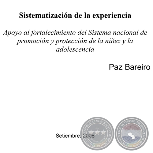 SISTEMATIZACIN DE LA EXPERIENCIA: APOYO AL FORTALECIMIENTO DEL SISTEMA NACIONAL DE PROMOCIN Y PROTECCIN DE LA NIEZ Y LA ADOLESCENCIA - SETIEMBRE 2008