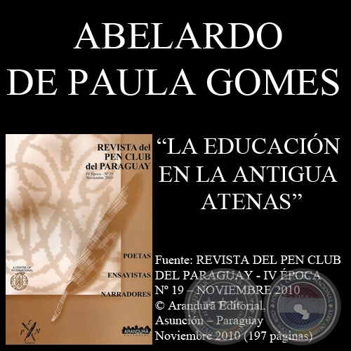 LA EDUCACIÓN EN LA ANTIGUA ATENAS (Ensayo de ABELARDO DE PAULA GOMES)