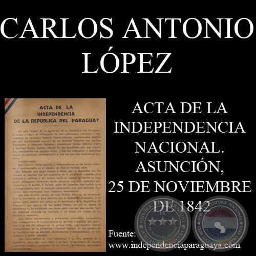 ACTA DE LA INDEPENDENCIA NACIONAL. ASUNCIN, 25 DE NOVIEMBRE DE 1842