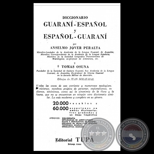 DICCIONARIO GUARAN - ESPAOL y ESPAOL - GUARAN, 1950 - Por ANSELMO JOVER PERALTA y TOMS OSUNA
