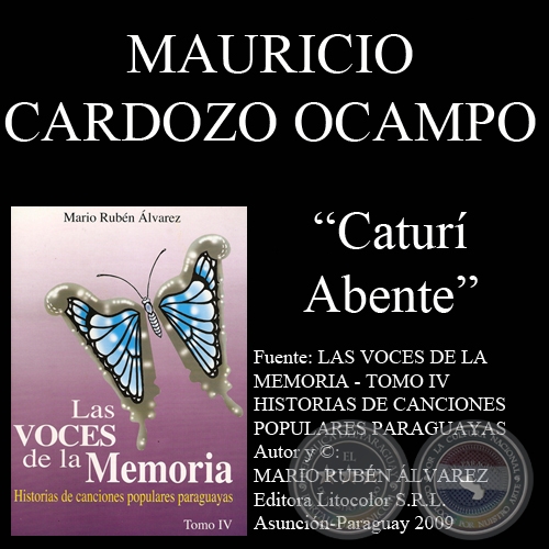 CATUR ABENTE - LETRA DE MAURICIO CARDOZO OCAMPO