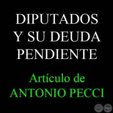DIPUTADOS Y SU DEUDA PENDIENTE - Por ANTONIO PECCI - 02 de Enero de 2012