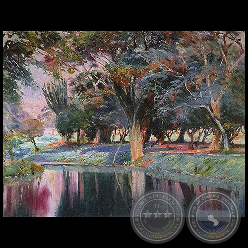 PAISAJE CON ARROYO Y RBOLES - leo de JUAN ANSELMO SAMUDIO - Dcada de 1920