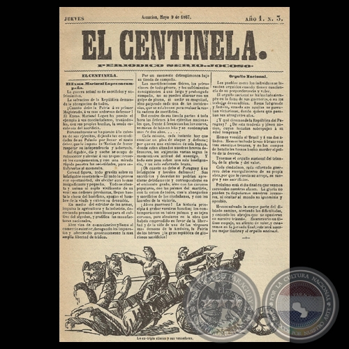 EL CENTINELA N 3 PERIDICO SERIO..JOCOSO, ASUNCIN, MAYO 9 de 1867