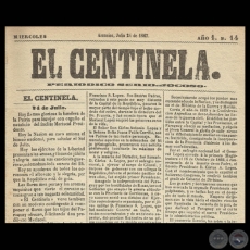 EL CENTINELA N 14 PERIDICO SERIO..JOCOSO, ASUNCIN, JULIO 24 de 1867