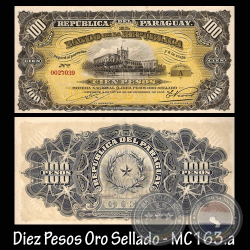 DIEZ PESOS ORO SELLADO - FIRMA: M. VIVEROS  E. PROUS