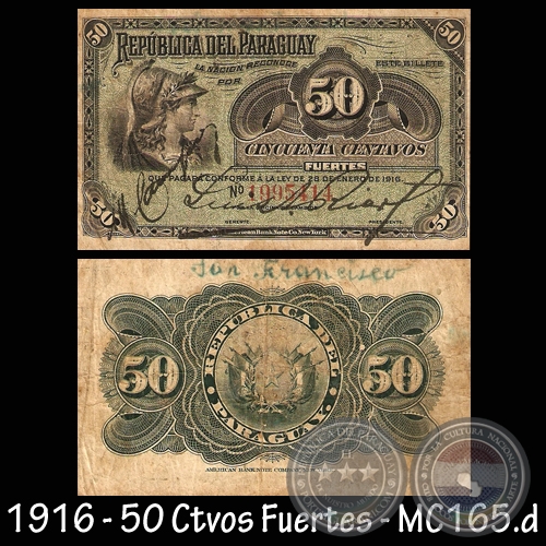 CINCUENTA CENTAVOS FUERTES - FIRMAS: ARTURO R. CAMPOS  LUIS A. RIART