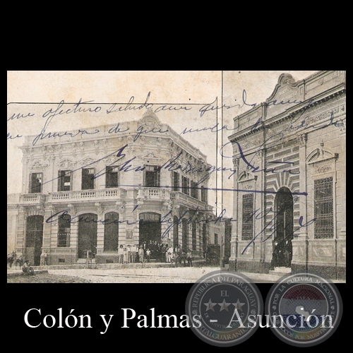 ESQ. COLN Y PALMAS - BANCO MERCANTIL, ASUNCIN - TARJETA POSTAL DEL PARAGUAY  