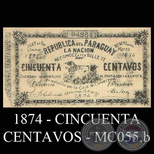 1874 - CINCUENTA CENTAVOS - MC055.b - FIRMAS: MANUEL SOLALINDE  DALTRO