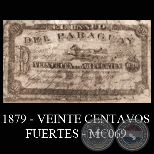 1879 - VEINTE CENTAVOS FUERTES MC069 - FIRMAS: JOS URDAPILLETA - 