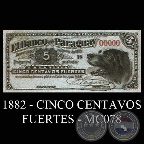 1882 - CINCO CENTAVOS FUERTES - MC078 - FIRMAS: JOS URDAPILLETA  J.E. SAGUIER