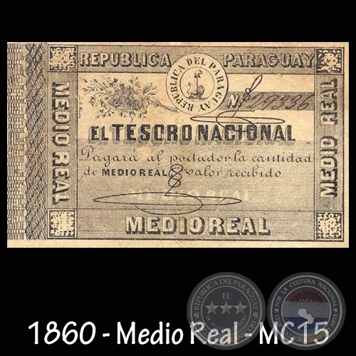 1860 - MEDIO REAL - FIRMAS: RBRICA DEL TESORERO GENERAL DELESTADO (GONZLEZ)