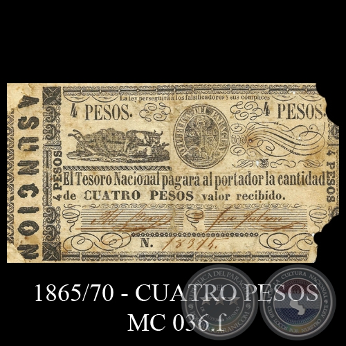 CUATRO PESOS - MC 036.f - FIRMAS : MIGUEL BERGES y JOS FALCN