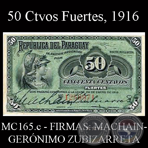 CINCUENTA CENTAVOS FUERTES - FIRMAS: MACHAIN  GERNIMO ZUBIZARRETA