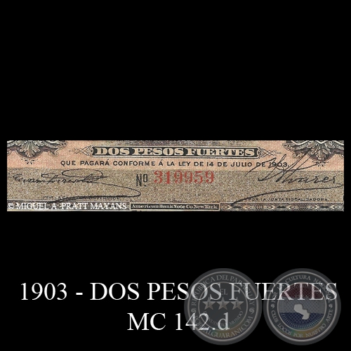 DOS PESOS FUERTES - MC142.d - FIRMA: EVARISTO ACOSTA  ISIDORO LVAREZ