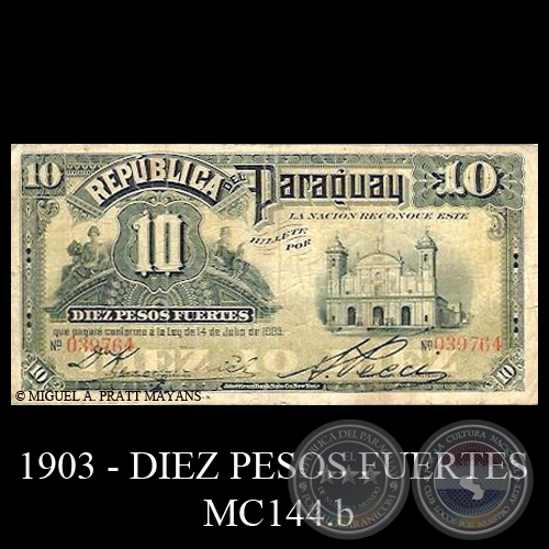 DIEZ PESOS FUERTES - MC144.b - FIRMA: EDUARDO KEMMERICH  AQUILES PECCI