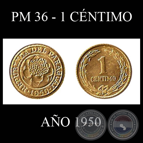 PM 36 - 1 CNTIMO - AO 1950
