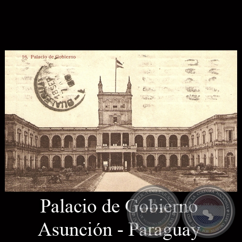 PALACIO DE GOBIERNO, ASUNCIN - Fototipia: THOMAS - BARCELONA - TARJETA POSTAL DEL PARAGUAY
