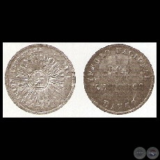 MR 20  2 CENTAVOS (MONEDAS RESELLADAS, AO / YEAR: 1869)