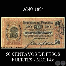 50 CENTAVOS DE PESOS FUERTES - MC114.e - FIRMA: JOS URDAPILLETA  LUIS PATRI
