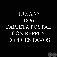 1896 - TARJETA POSTAL CON REPPLY DE 4 CENTAVOS