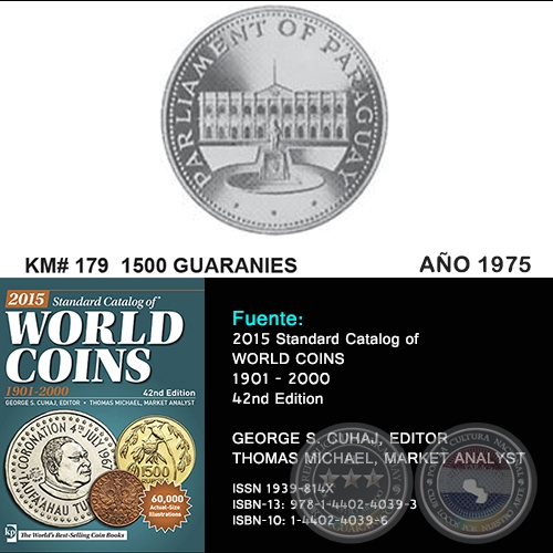 KM# 179 1500 GUARANIES - AO 1975 - MONEDAS DE PARAGUAY