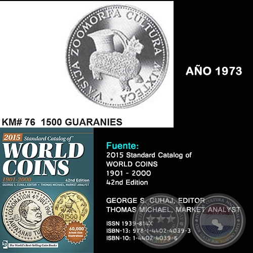 KM# 76 1500 GUARANIES - AO 1973 - MONEDAS DE PARAGUAY