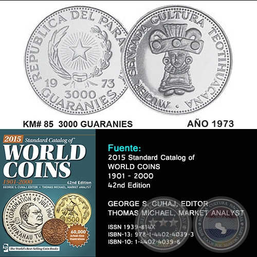 KM# 85 3000 GUARANIES - AO 1973 - MONEDAS DE PARAGUAY