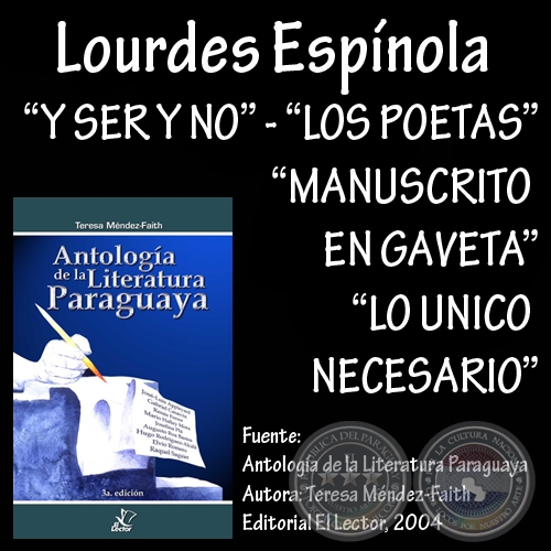 Y SER Y NO, LOS POETAS, MANUSCRITO EN GAVETA y LO ÚNICO NECESARIO - Poesías de LOURDES ESPÍNOLA