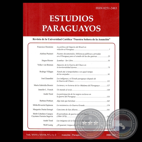 ESTUDIOS PARAGUAYOS (Vols. XXVI y XXVII, N°s. 1 y 2 - 2008-2009)