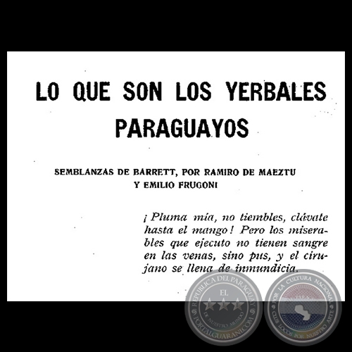 LO QUE SON LOS YERBALES PARAGUAYOS - RAFAEL BARRETT