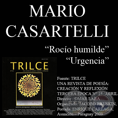 ROCÍO HUMILDE y URGENCIA - Poesías de Mario Casartelli