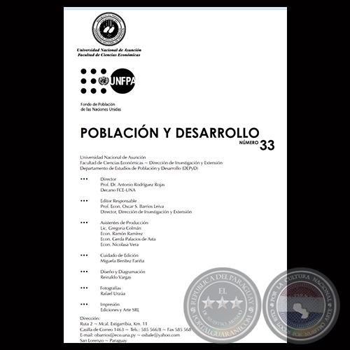 Revista N° 33 - POBLACIÓN Y DESARROLLO - FACULTAD DE CIENCIAS ECONÓMICAS U.N.A.