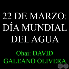 22 DE MARZO: DÍA MUNDIAL DEL AGUA - Ñe’ê’asahára: DAVID GALEANO OLIVERA