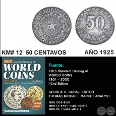 KM# 12 50 CENTAVOS - AO 1925 - MONEDAS DE PARAGUAY