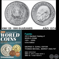 KM# 128 1500 GUARANIES - AO 1974 - MONEDAS DE PARAGUAY