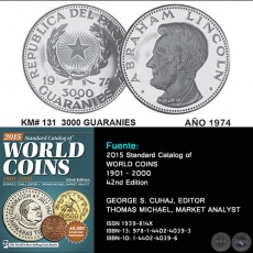 KM# 131 3000 GUARANIES - AO 1974 - MONEDAS DE PARAGUAY