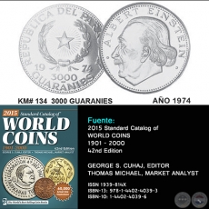 KM# 134 3000 GUARANIES - AÑO 1974 - MONEDAS DE PARAGUAY