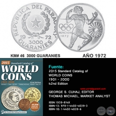 KM# 46 3000 GUARANIES - AO 1972 - MONEDAS DE PARAGUAY