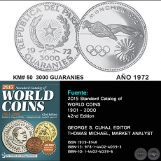 KM# 50 3000 GUARANIES - AO 1972 - MONEDAS DE PARAGUAY