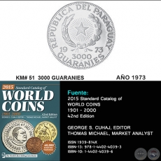 KM# 51 3000 GUARANIES - AO 1973 - MONEDAS DE PARAGUAY