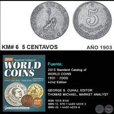 KM# 6 5 CENTAVOS - AO 1903 - MONEDAS DE PARAGUAY