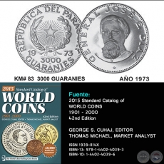 KM# 83 3000 GUARANIES - AO 1973 - MONEDAS DE PARAGUAY