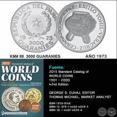 KM# 88 3000 GUARANIES - AO 1973 - MONEDAS DE PARAGUAY