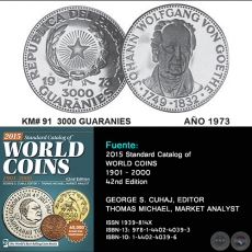 KM# 91 3000 GUARANIES - AO 1973 - MONEDAS DE PARAGUAY