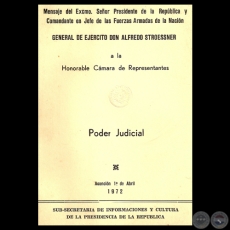 PODER JUDICIAL, 1972 - Mensaje Pdte. ALFREDO STROESSNER